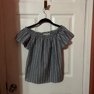 XS WOMENS CUTE BLOUSE MIAMI BRAND EXTRA SMALL STRIPES PATTERN OFF SHOULDER COLD
